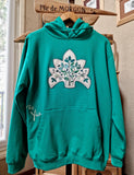 Sweat à capuche / Hoodie Vert Spring Green brodé Garden Flowers