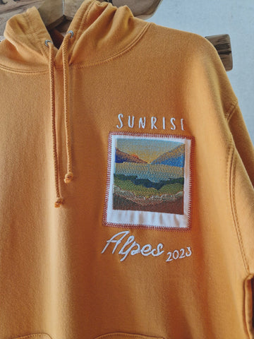 Sweat à capuche / Hoodie Orange Pumpkin Brodé Sunrise Polaroid