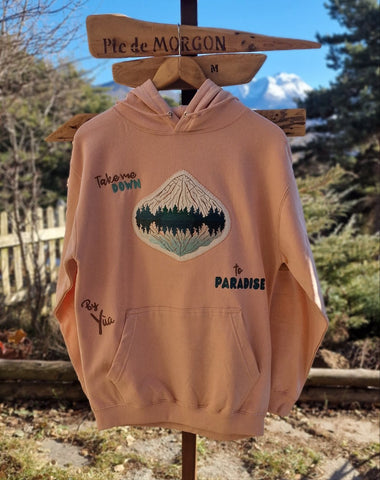 Sweat Hoodie Dirty Rose Brodé Montagne & Lake Paradise