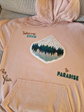 Sweat Hoodie Dirty Rose Brodé Montagne & Lake Paradise